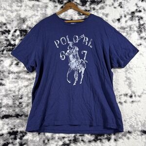 Polo Ralph Lauren Shirt Mens Large Navy Pony‎ Print Preppy Streetwear Minimal